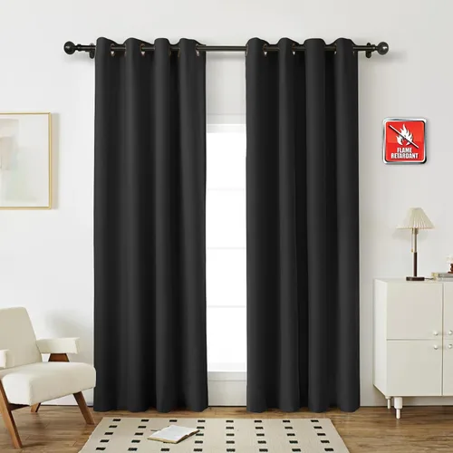 Miniatura 14 de Fcosie Cortinas opacas ignífugas para oscurecer la habitación, 72 pulgadas de ancho por 102 pulgadas de largo, cortina opaca resistente al fuego