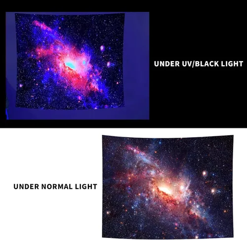 Miniatura 5 de Pósteres de luz negra para adultos, tapiz de luz negra galaxia, tapiz de pared espacial con estrellas moradas, tapiz reactivo a los rayos UV