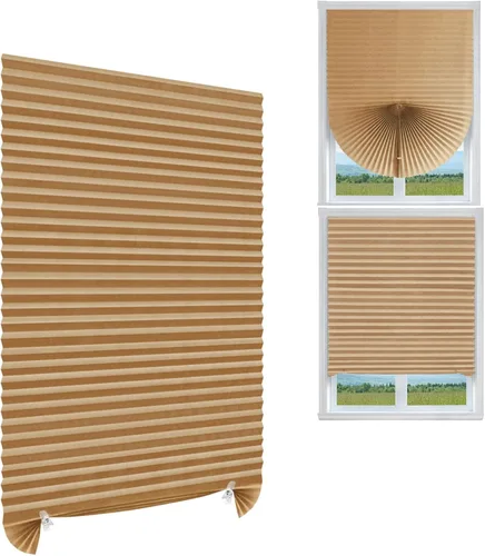 Miniatura 8 de MALOKI Persianas plisadas para ventana, persianas temporales sin cordones, filtrantes de luz, plisadas, de papel, para oscurecer la habitación
