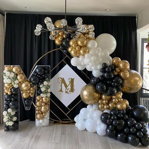 Miniatura 5 de FOTIOMRG Globos negros de 12 pulgadas, paquete de 100 globos de látex negros para cumpleaños, graduación, Halloween, baby shower, día del padre