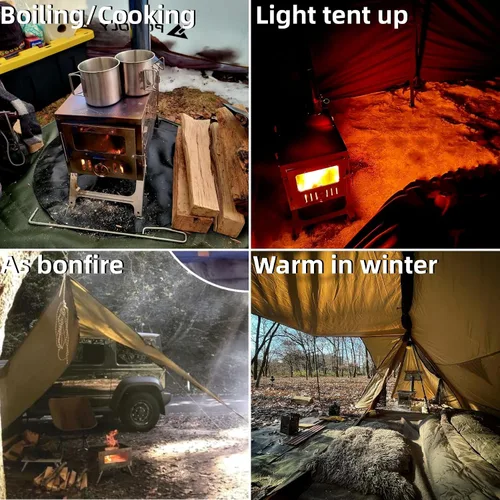 Miniatura 3 de DANCHEL OUTDOOR TSG Estufa Portátil de Leña de Titanio TA1 para Tienda de Campaña para Campamento de Invierno y Mochileros, Estufa Plegable Ligera