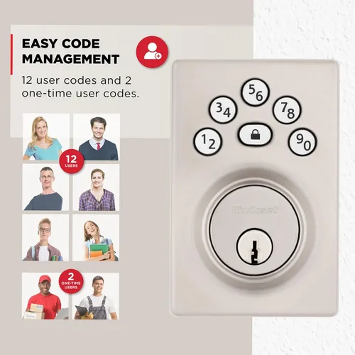 Miniatura 4 de Kwikset Powerbolt 240 - Cerradura de puerta con teclado electrónico contemporáneo de 5 botones en níquel satinado, con entrada sin llave