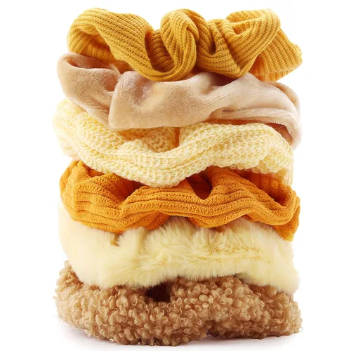 Miniatura 16 de Coleteros Difusos Fuzzy Scrunchies 8 PCS Ligas Negras para el Cabello Lindas Bandas para el Cabello con Piel de Conejo Sintética Ligas Elásticas