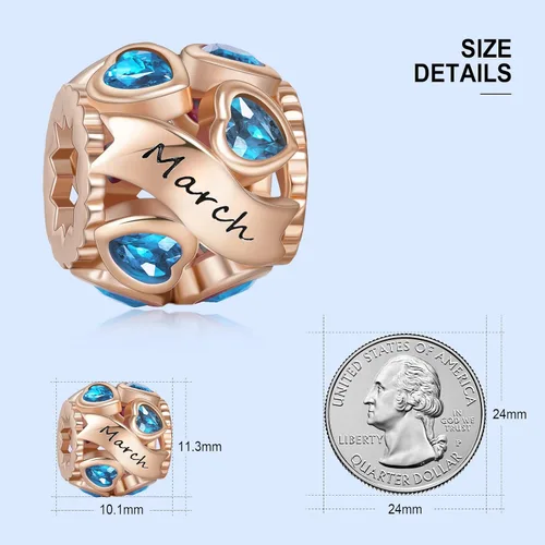 Miniatura 39 de Abalorio de plata de ley 925 con piedra natal de Ningan, abalorio de corazón para pulseras y collares, regalo de cumpleaños para mujeres y niñas