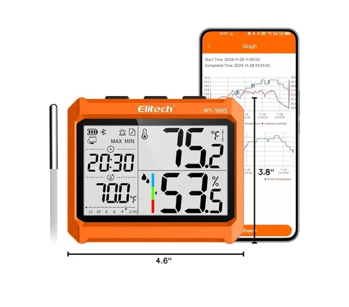 Miniatura 9 de Elitech Termómetro higrómetro digital Bluetooth, termómetro para refrigerador con aplicación gratuita, monitor de humedad de temperatura en tiempo