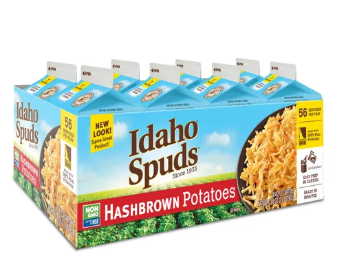 Miniatura 3 de Idaho Spuds Patatas Hashbrown de alta calidad, 4.2 onzas, paquete de 8, hechas de papas reales, sin colores ni sabores artificiales, sin OMG