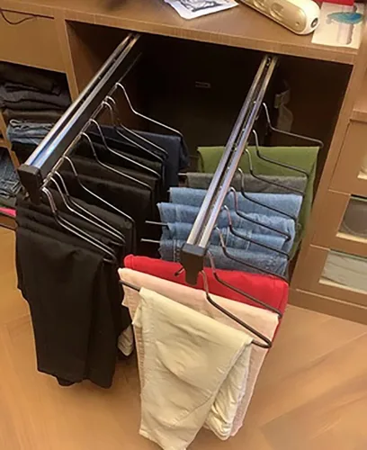 Miniatura 5 de Barra de Percha para Armario, Barra Extensible para Closet de 30-60cm, Barra de Ropa para Vestidor, Organizador de Closet para Pantalones y Abrigo
