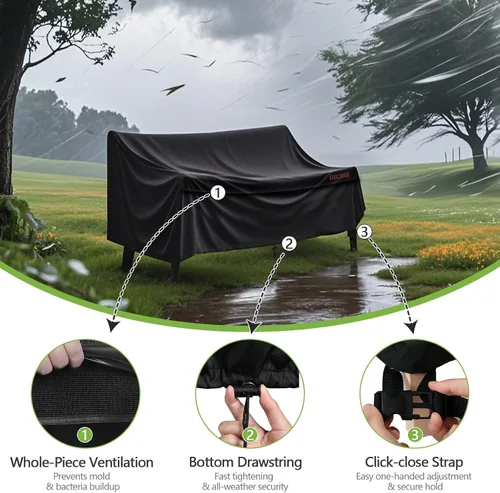 Miniatura 3 de RICHIE Funda de sofá biplaza para patio, funda impermeable para sofá de 2 plazas para exteriores, con ventilación de aire, resistente a los rayos