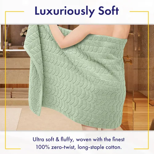 Miniatura 2 de Alusa Home Sábanas de Baño de Lujo Ultra Suaves y Elegantes de 700 GSM Paquete de 2 Extra Grandes 35x70 Pulgadas 100% Algodón de Fibra Larga