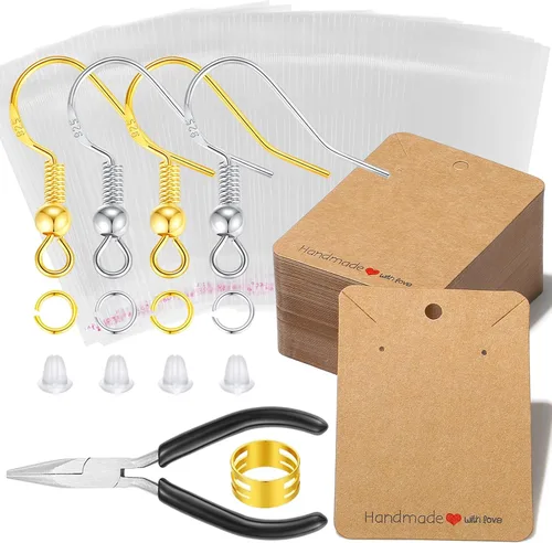 Ganchos para pendientes chapados en plata y oro 925, anillo de salto, parte trasera de aretes, tarjetas de aretes, bolsas de joyería con