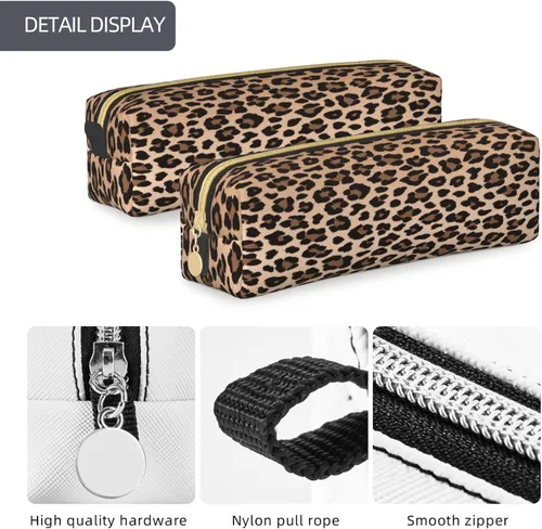 Miniatura 6 de IMPCOKRU Bolsa pequeña para lápices de estudio, bolsa para llaves, leopardo marrón, estuche de almacenamiento de papelería para escuela, oficina