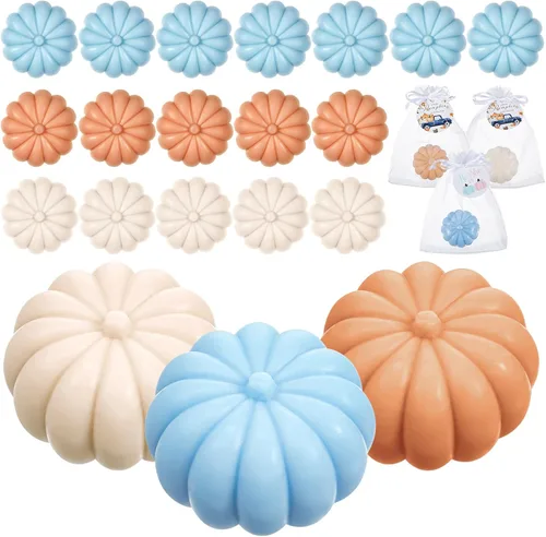 Miniatura 9 de Maxcheck 12 juegos de calabazas de otoño para baby shower, regalos de fiesta de jabón, incluye etiquetas temáticas de jabón de calabaza, bolsa