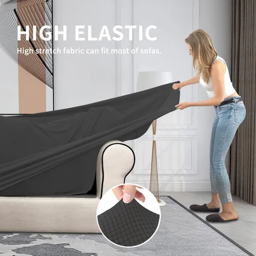 Miniatura 4 de Easy-Going - Funda elástica de vellón de 3 piezas para sofá biplaza, lavable, 2 fundas para cojines separados, protector para niños y mascotas, Gris