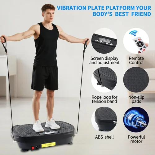 Miniatura 14 de Homesy Vibration Plate Exercise Machine, Vibrating Plate for Lymphatic Drainage, Full Body Shake Platform Board for Home Fitness and Fat Burning