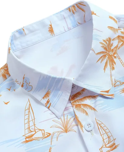 Miniatura 3 de OYOANGLE Conjunto de 2 piezas para hombre de manga corta con botones y pantalones cortos