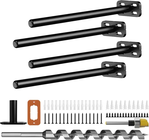 Miniatura 19 de 8 piezas de soportes de estante de pared resistentes para estantes flotantes ocultos, invisibles, negros, soportes de estante decorativos