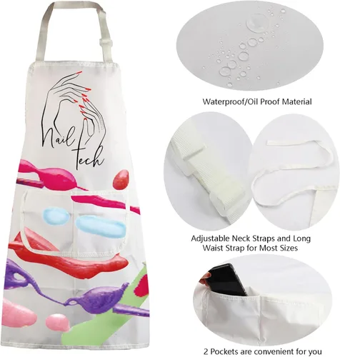 Miniatura 5 de MBMSO Nail Tech - Delantal de manicurista para técnico de uñas y artista, añade esmalte a la vida