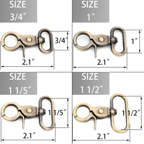 Miniatura 2 de Loosco Broches de gatillo, 6 cierres de gancho ovalados giratorios para gatillo, clips para correas, bolsas, cinturones, artesanía de cuero
