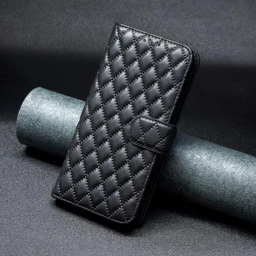 Miniatura 6 de Case for Xiaomi Redmi Note 10 4G/Note 10S,Rhombus Lambskin Pattern Premium Leather Wallet Kickstand Flip Case Magnetic Clasp Cover Black