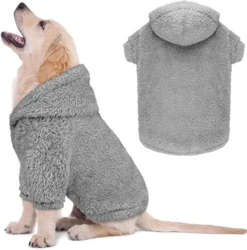 Miniatura 12 de Suéteres de vellón y sherpa para perros pequeños, mullidos, suaves, de doble cara, afelpados, con capucha, negro, XS