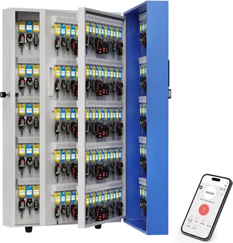 Miniatura 9 de WeHere Caja de bloqueo inteligente de 72 teclas para montaje en pared, gabinete de llaves comercial con aplicación, teclado, Bluetooth y desbloqueo