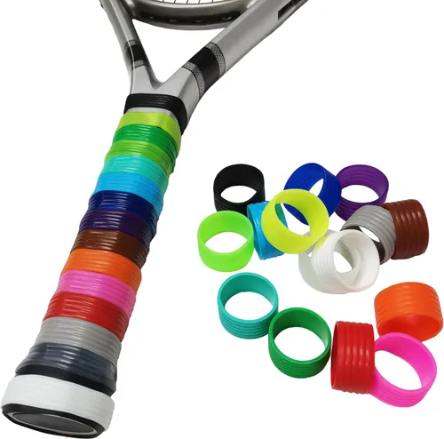 Miniatura 4 de 15 colores disponibles Buena elasticidad 8-45 piezas de raqueta de tenis/paletas de pickleball/squash anillo de silicona raqueta agarre bandas 15pcs