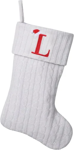 Miniatura 77 de Medias de Navidad personalizadas de 19 pulgadas con iniciales bordadas, medias de Navidad de punto negro para decoraciones de vacaciones familiares