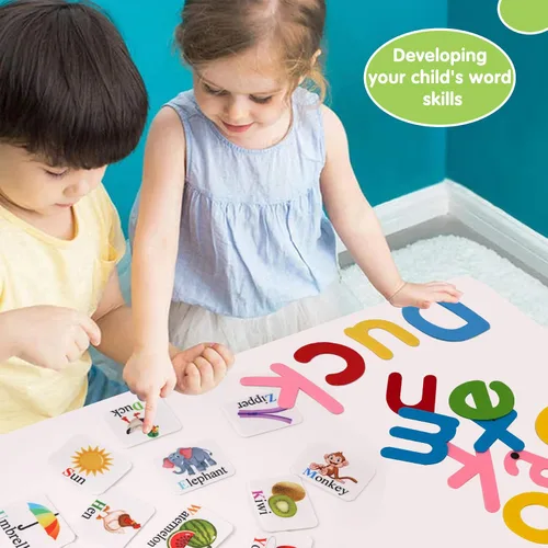 Miniatura 6 de Craftstory 130 piezas de juguetes de aprendizaje del alfabeto, letras de fieltro, tablero Montessori para niños pequeños con tarjetas didácticas