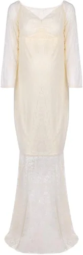 Miniatura 2 de Vestido de maternidad de encaje de manga larga con cuello en V y hombros descubiertos para mujer, vestido de fotografía para baby shower, sesión