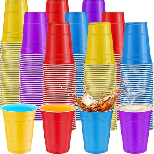 Miniatura 21 de 120 piezas 16 onzas Vasos de plástico amarillos para Acción de Gracias Vasos desechables de plástico amarillos Vasos de fiesta para beber