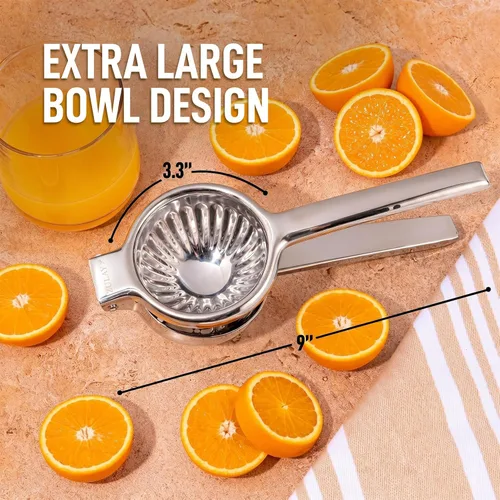 Miniatura 2 de Zulay - Exprimidor de limón extra grande de acero inoxidable, fácil de apretar y resistente, exprimidor de limón, exprimidor ergonómico de cítricos