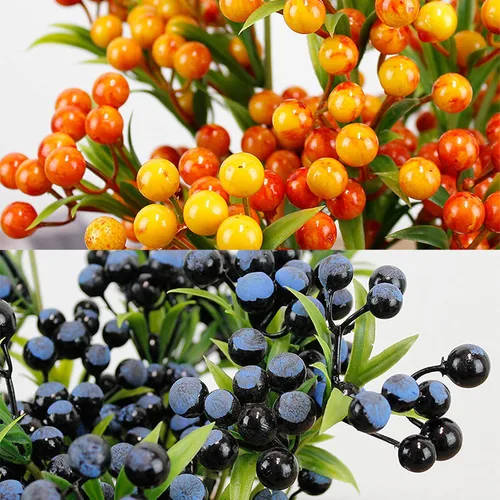 Miniatura 3 de 8 piezas de ramas artificiales de arándano, 14 pulgadas, bayas de simulación de bayas de imitación de tallo largo para Navidad, hogar, boda