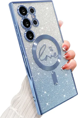 Miniatura 312 de ZONRW - Funda para Samsung Galaxy S22 Ultra magnética, para mujeres y niñas, cubierta trasera suave, lujosa, con corazón de amor, bling, degradado