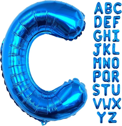 Lovoir Globos azules grandes de 40 pulgadas con letra C de gran tamaño, globo de helio de aluminio de Mylar para decoración de fiesta de cumpleaños,