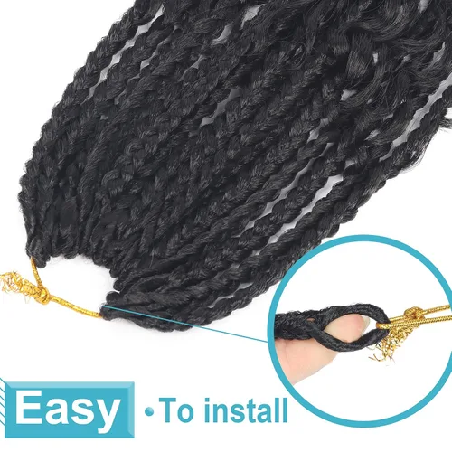Miniatura 4 de Goddess Bohemian Box - Trenzas de ganchillo de cabello rizado de 14 pulgadas, 8 paquetes de extensiones de cabello sintético para mujeres negras
