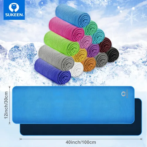Miniatura 10 de Sukeen Toalla de enfriamiento (40 x 12 pulgadas), toalla de hielo suave y transpirable, toalla de microfibra para yoga, deporte, correr, gimnasio