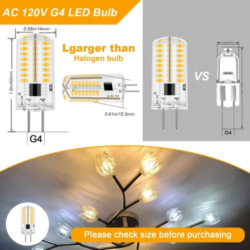 Miniatura 4 de ZHENMING Bombilla LED G4 de 110 V - 130 V, 120 V, regulable, 3 W (equivalente a halógeno de 20 W, 30 W), lámpara blanca fría de 6000 K
