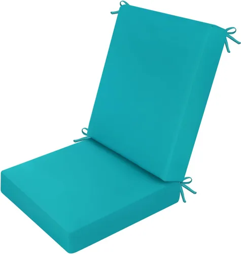 Miniatura 39 de idee-home Juego de 2 cojines para sillas de exterior, 17 x 17 pulgadas de grosor, en forma de D, cojines de asiento impermeables con lazos