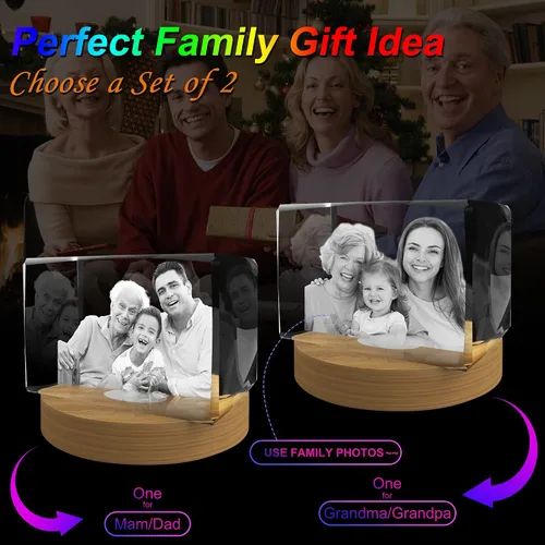 Miniatura 2 de Regalos personalizados con fotos de cristal 3D para ella, esposa, mamá, papá, mujeres, hombres, parejas, regalos personalizados con imágenes
