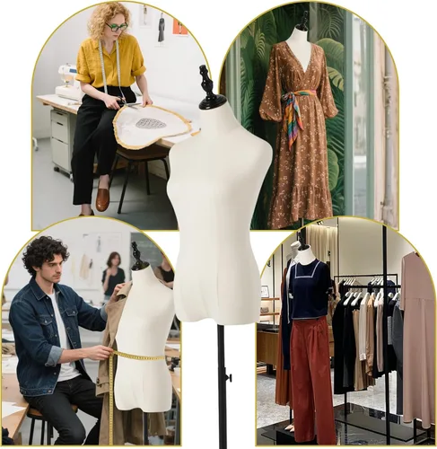 Miniatura 7 de Maniquí femenino, para colgar pantalones y faldas, maniquí de vestido con soporte, torso ajustable en altura para exhibición de ropa y joyería