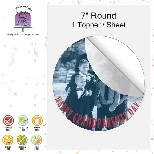 Miniatura 2 de 7” Circle Edible Custom Print Cake Topper - Create Personalized Image for Theme Party Events & Special Occasions - 1 Per Sheet, Gluten Free, Soy