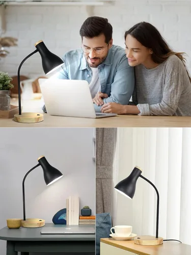 Miniatura 5 de LALISU Lámpara de escritorio de metal, lámpara de mesa, luces de lectura, lámparas de escritorio de arco para dormitorio, lámpara de cabecera