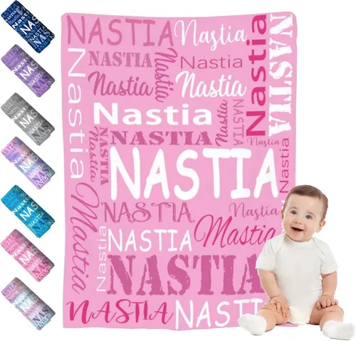 Miniatura 10 de Mantas de bebé personalizadas para niño y niña, manta de bebé personalizada con nombre para niños y adultos, mantas suaves personalizadas