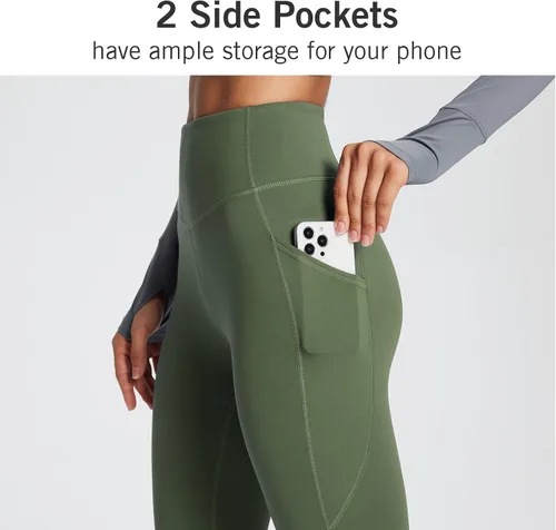 Miniatura 3 de BALEAF - Leggings de yoga suaves de cintura alta 78 para mujer con bolsillos profundos, pantalones de entrenamiento elásticos cepillados a prueba