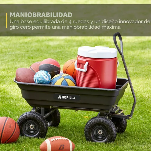 Miniatura 6 de Gorilla Carts Poly Garden Carro Volquete, Tina de 4 Pies Cúbicos, Capacidad de Transporte de 600 Libras, Negro – Carretilla Utilitaria de Servicio