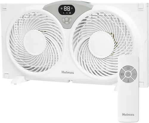 Miniatura 8 de HOLMES Ventilador Digital de Ventana de Doble Aspa con Control de Termostato Programable, Ventiladores Duales de 3 Aspas, 2 Velocidades, Panel
