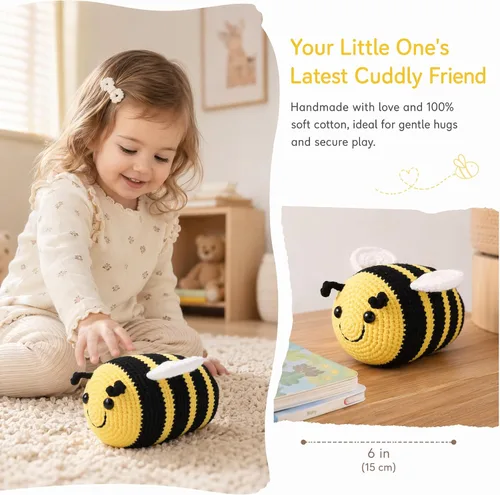 Miniatura 5 de BABOLI Adorable abejorro de peluche de abejorro mullido con hilo suave de alta calidad, apoyo emocional, juguete de abeja, opción súper maravillosa