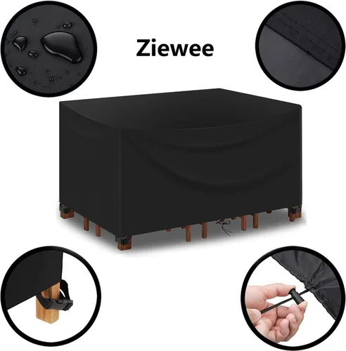 Miniatura 2 de Juego de fundas impermeables para muebles de patio al aire libre, fundas para mesa de comedor de jardín 600D, 42 pulgadas de largo x 34 pulgadas