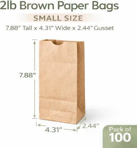Miniatura 2 de Perfect Stix - Bolsa marrón 2-100 unidades, bolsas de papel marrón de 2 libras - Bolsas marrones - 100 unidades (Paquete de 1)