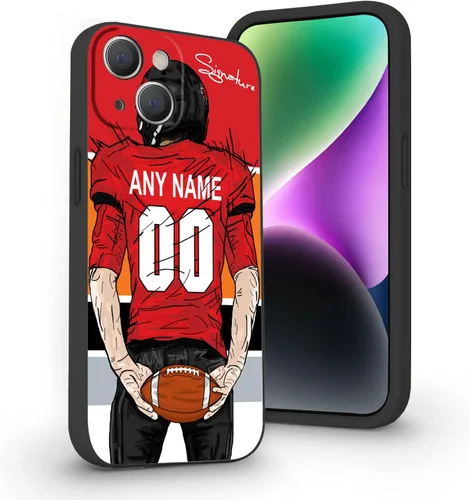 Miniatura 20 de Funda de fútbol personalizada con nombre y número para iPhone17 Air 16 15 Pro Max 14 13 Mini 12 11 Xs Max Xr SE3 8 7 6 Plus, silicona líquida